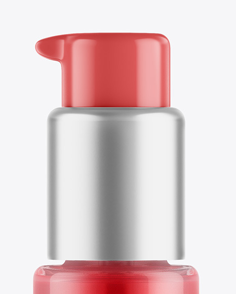 Frosted Glass Cosmetic Bottle with Pump Mockup
