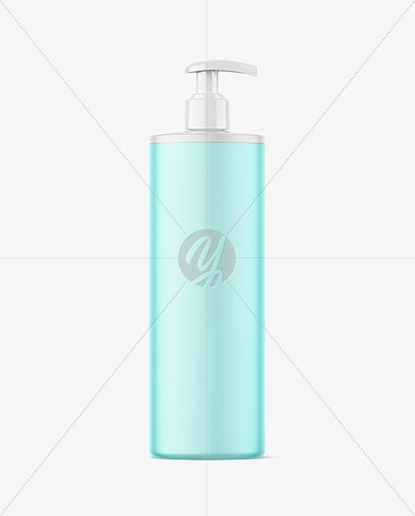 500ml Frosted Cosmetic Bottle w/ Pump Mockup