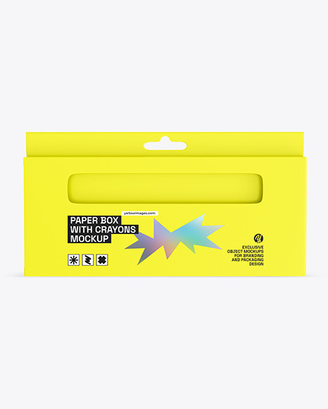 Paper Box With Crayons Mockup