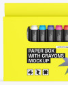 Paper Box With Crayons Mockup