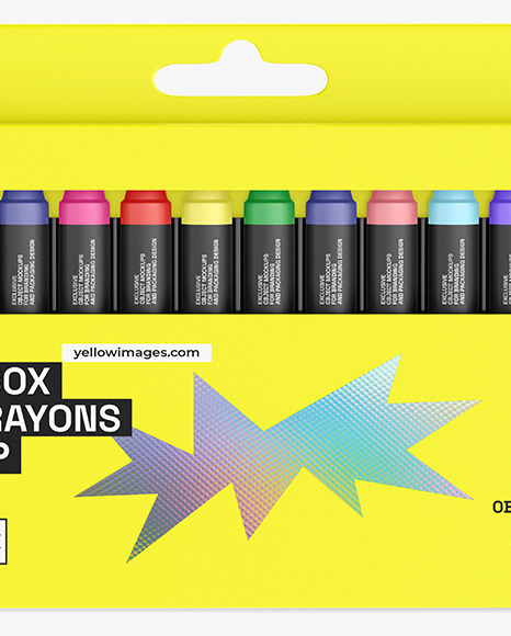 Paper Box With Crayons Mockup