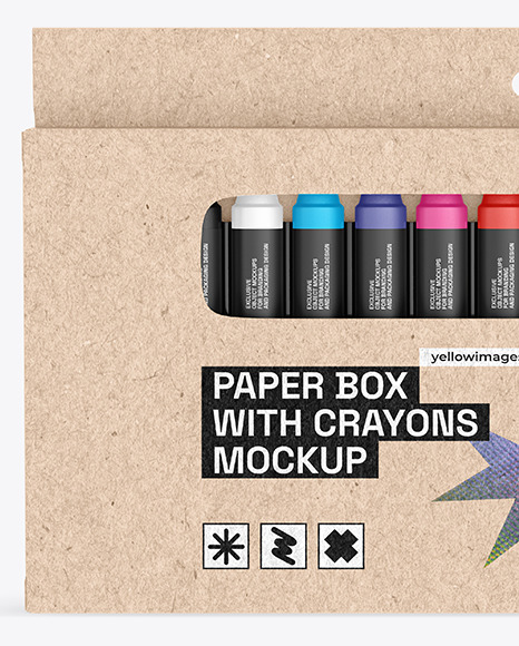 Kraft Box With Crayons Mockup