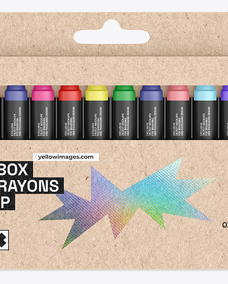 Kraft Box With Crayons Mockup