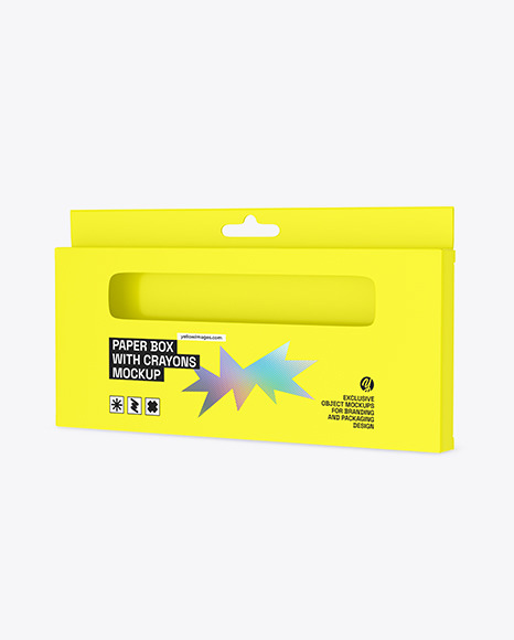 Paper Box With Crayons Mockup