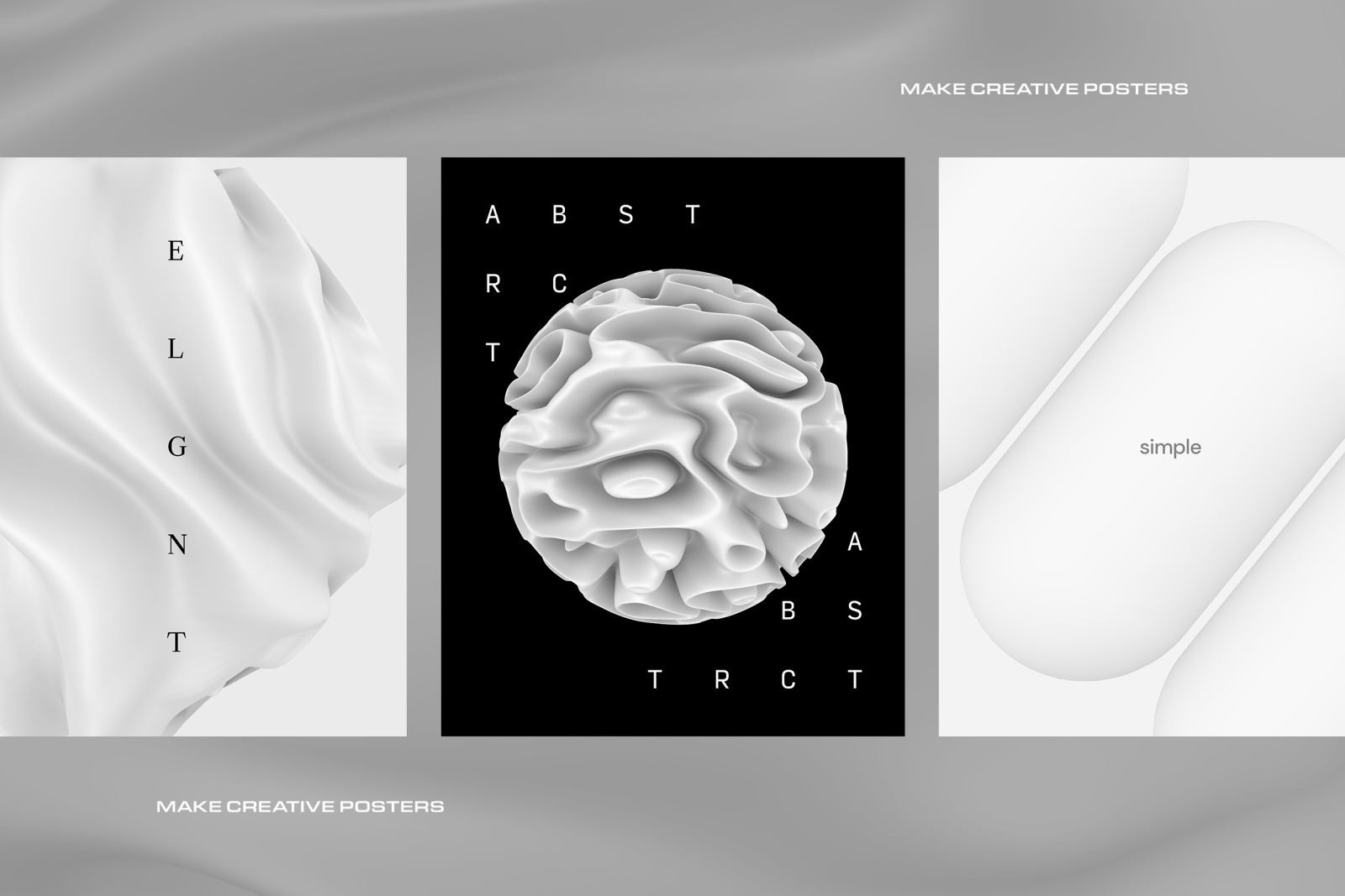 Modern 3D White Shapes Collection Modern 3D White Shapes Collection