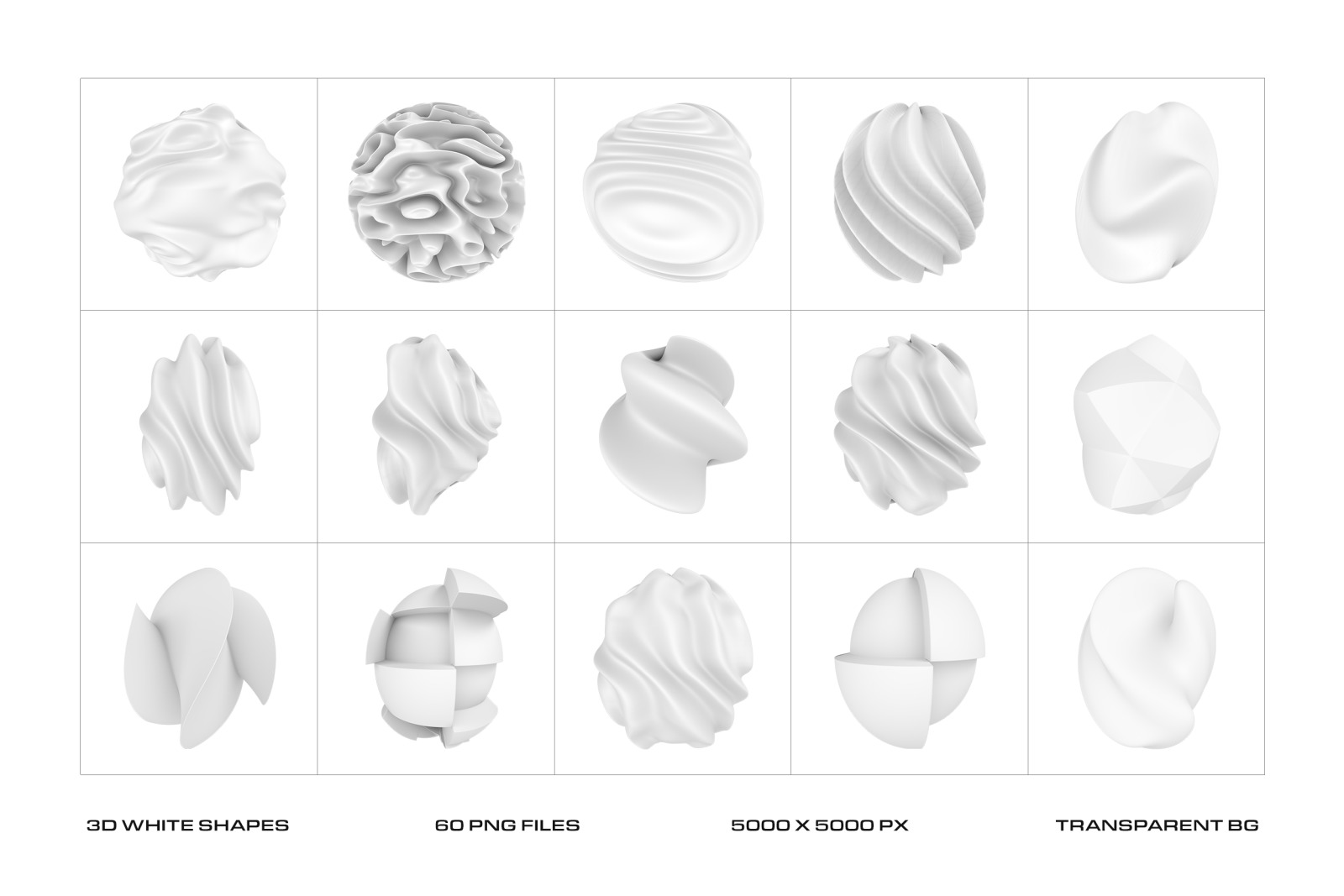 Modern 3D White Shapes Collection