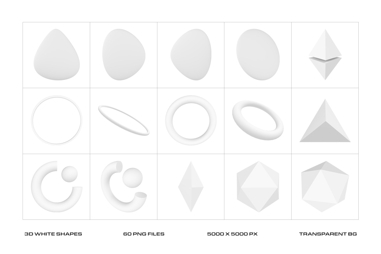 Modern 3D White Shapes Collection Modern 3D White Shapes Collection