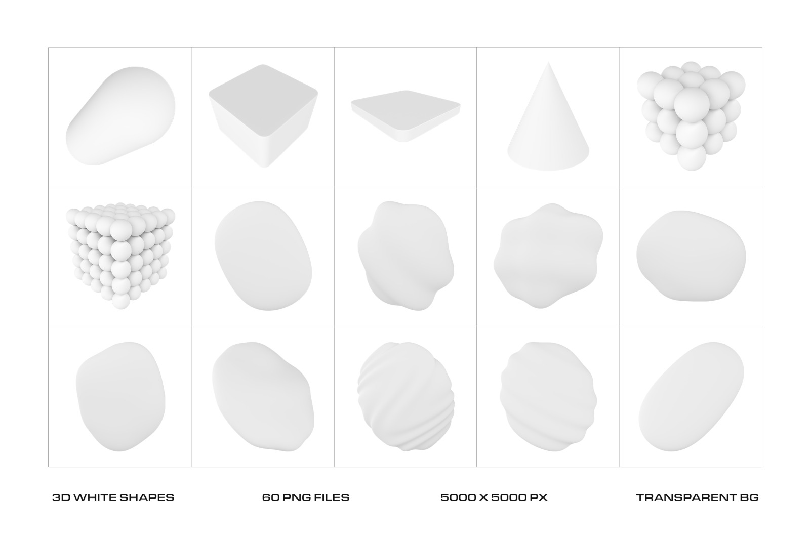 Modern 3D White Shapes Collection Modern 3D White Shapes Collection
