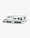 Pickup Truck W\ Camper Trailer Mockup - Back Half Side View