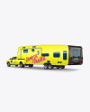 Pickup Truck W\ Camper Trailer Mockup - Back Half Side View