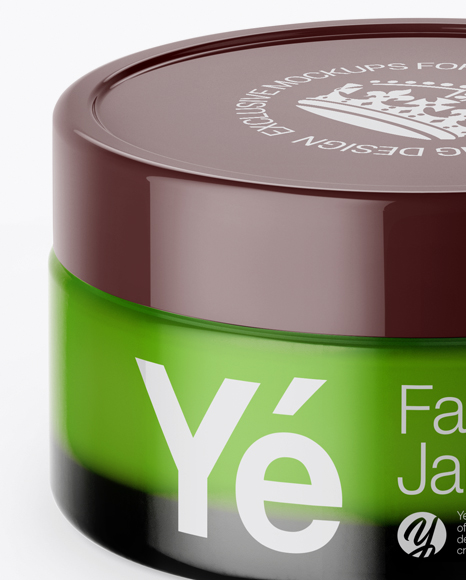 Green Cream Jar With Glossy Cap Mockup (High-Angle Shot)