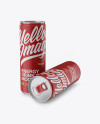 Two 250ml Metallic Aluminium Cans W/ Matte Finish Mockup