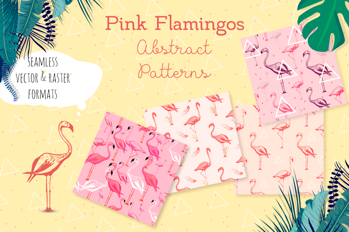 Flamingo seamless vector patterns