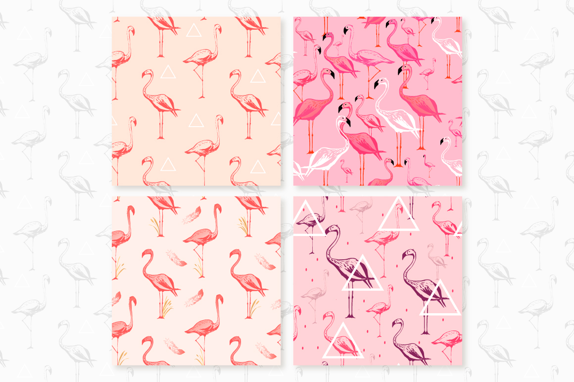 Flamingo seamless vector patterns