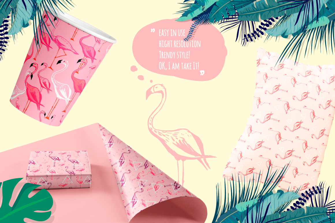 Flamingo seamless vector patterns