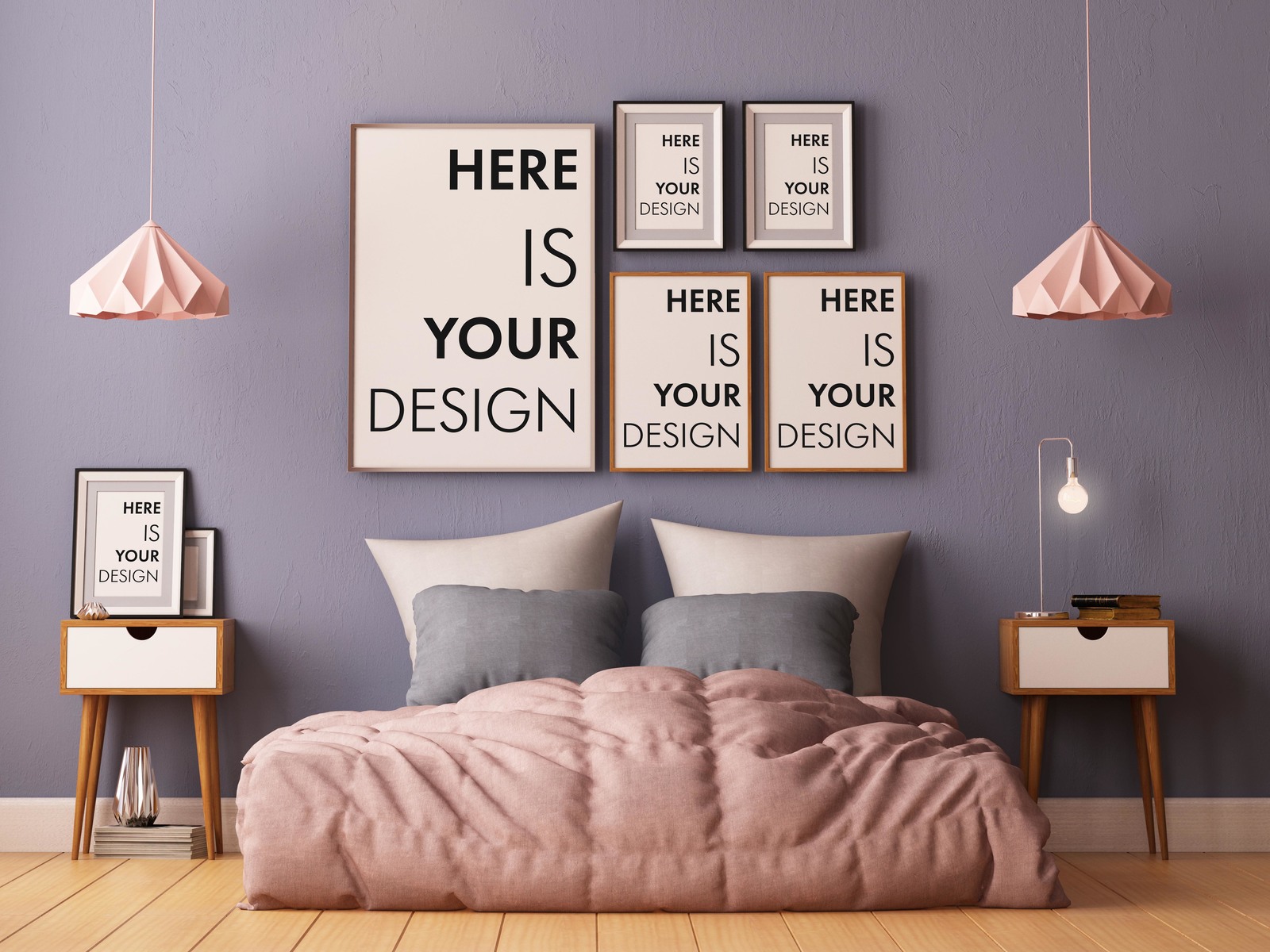 8 group mock-ups of posters in the bedroom