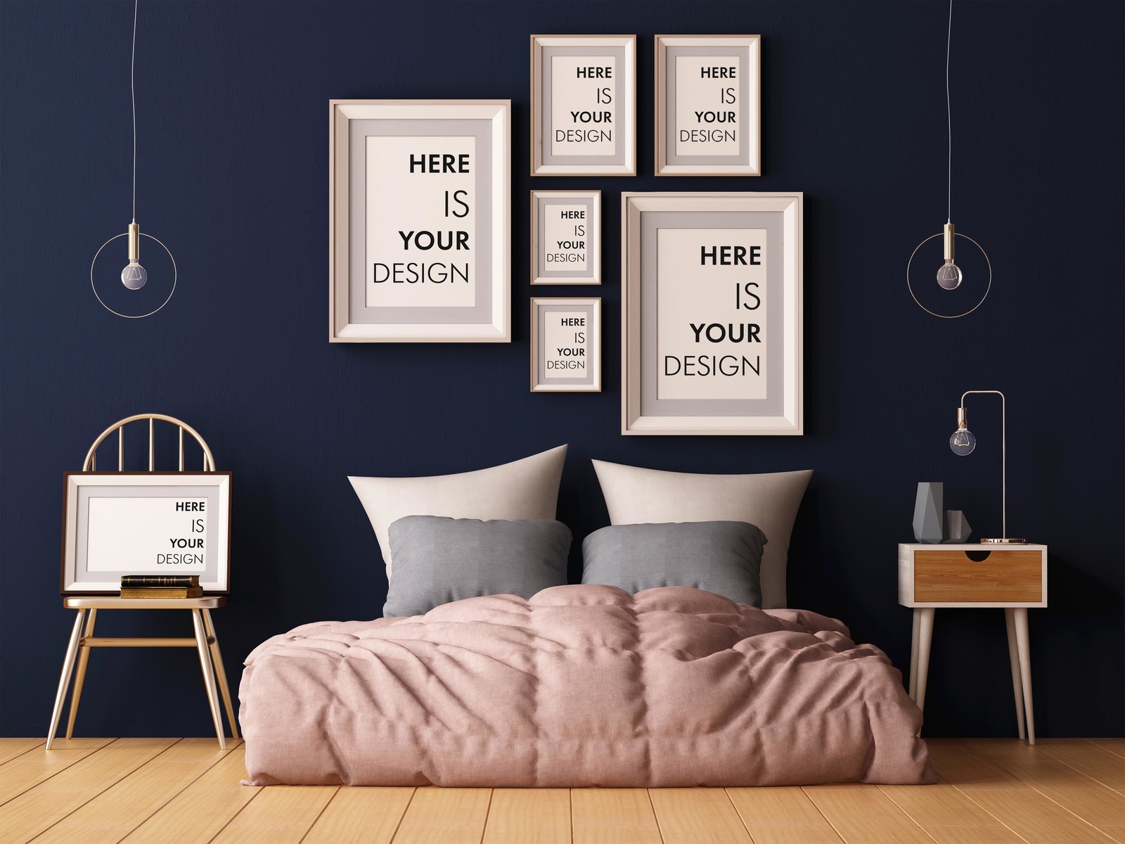 8 group mock-ups of posters in the bedroom