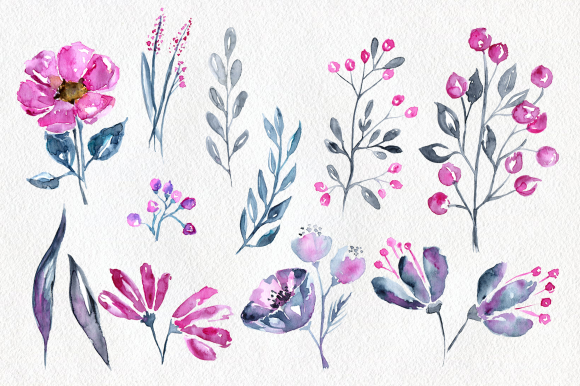 12 Watercolor floral elements 12 Watercolor floral elements