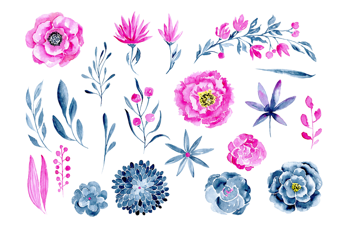 21 Watercolor floral elements 21 Watercolor floral elements