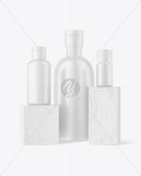 Set of Matte Cosmetic Bottles Mockup