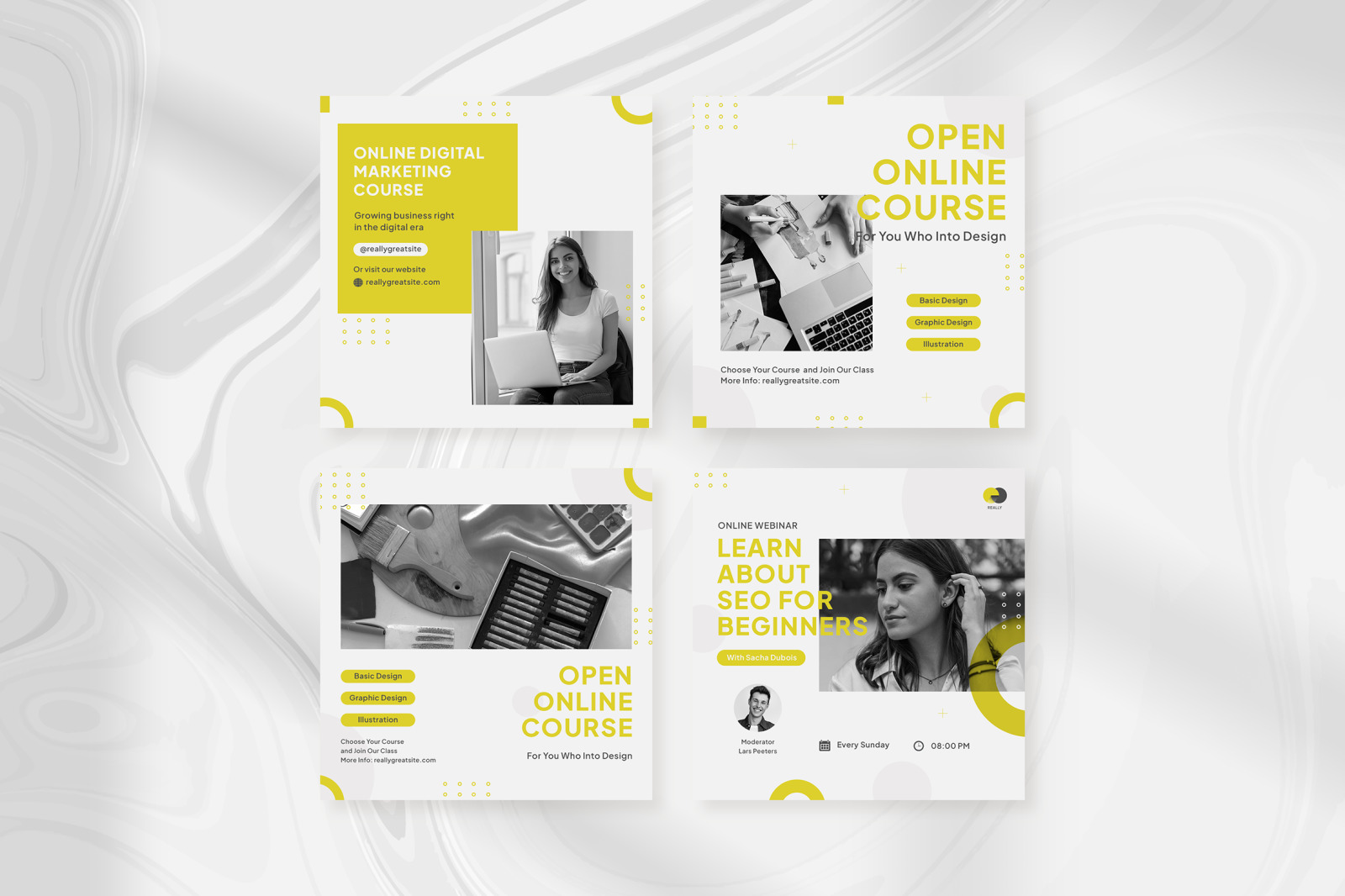 Yellow on Gray Simple Modern Online Webinar Instagram