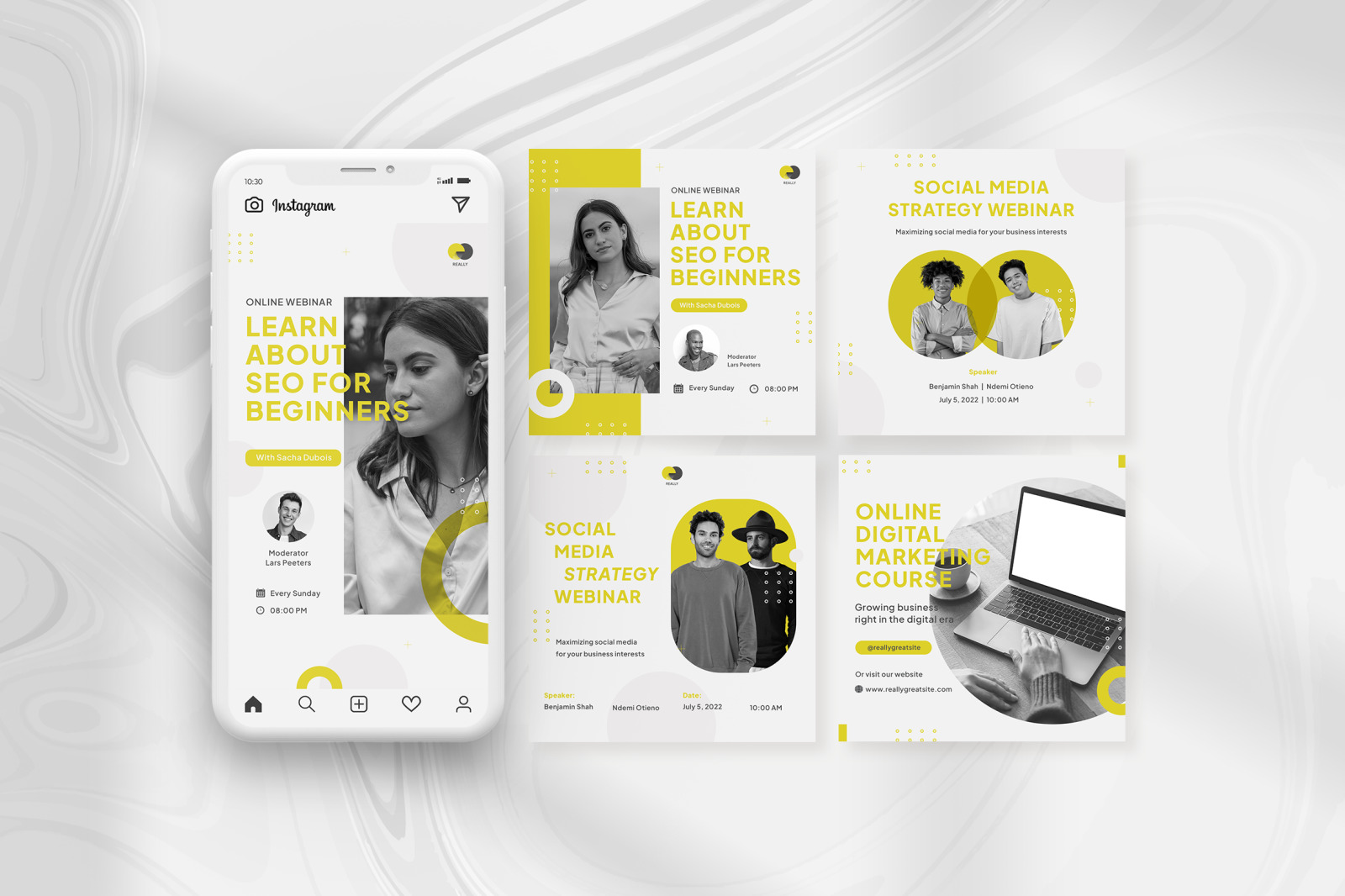 Yellow on Gray Simple Modern Online Webinar Instagram