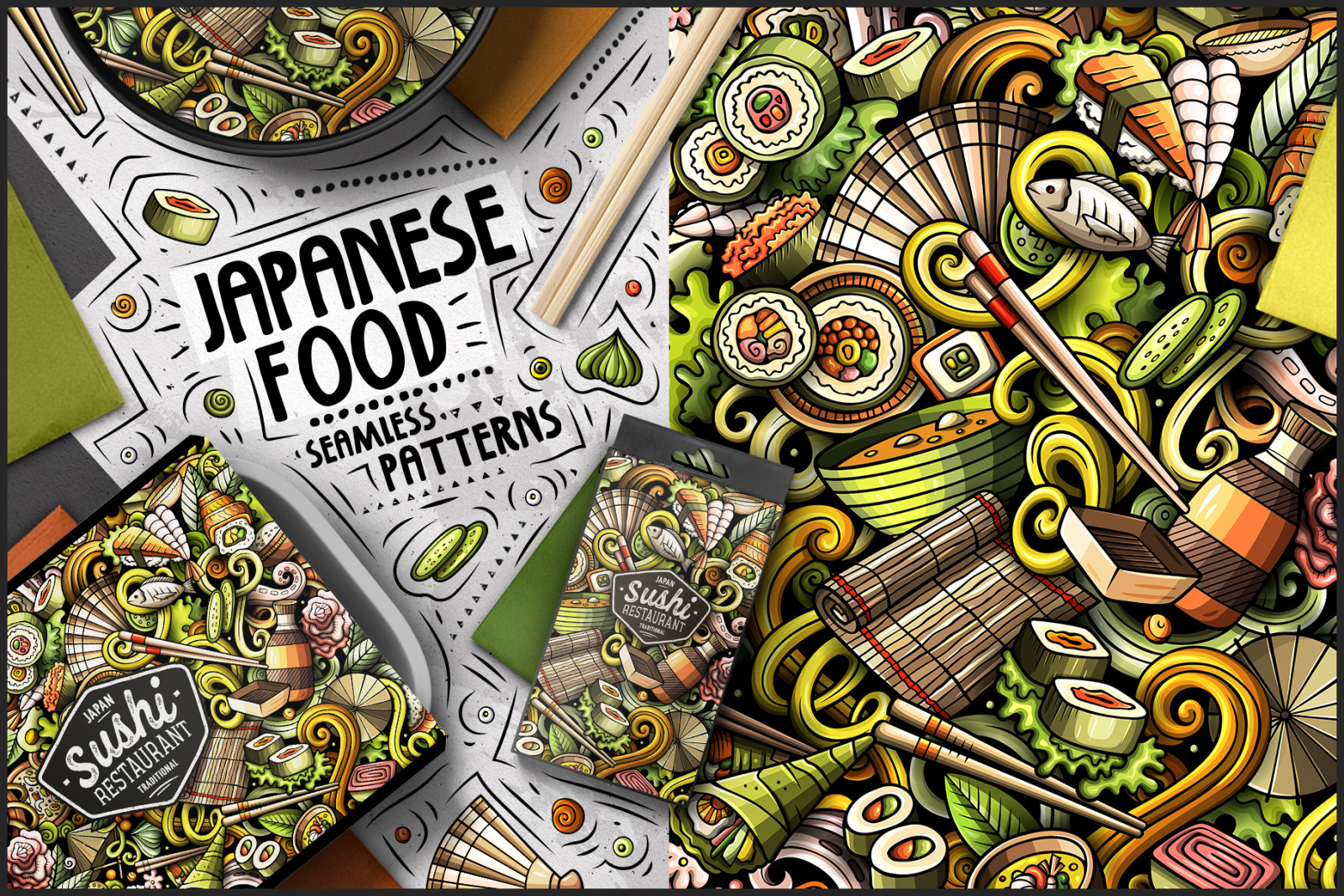 7 Japanese Food Seamless Patterns