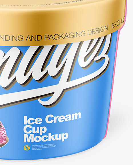 Matte Plastic Ice Cream Cup w/ Label Mockup