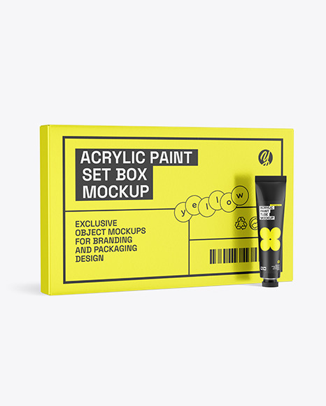 Glossy Paint Tube with Box Mockup