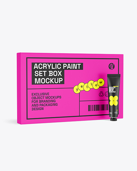 Matte Paint Tube with Box Mockup