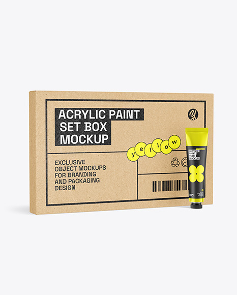 Metallic Paint Tube with Box Mockup