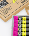 Opened Box w/ Matte Paint Tubes Set Mockup