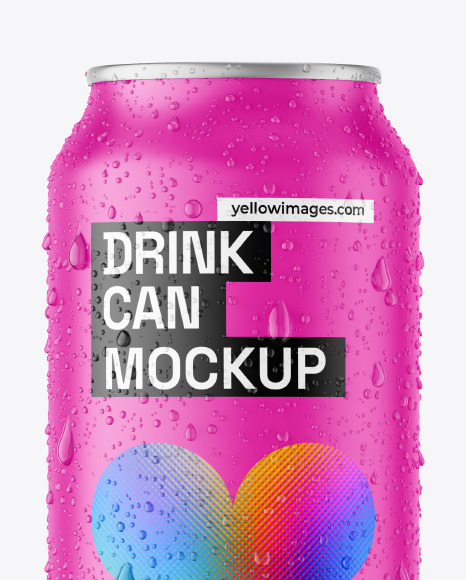 500ml Matte Drink Can w/ Condensation Mockup