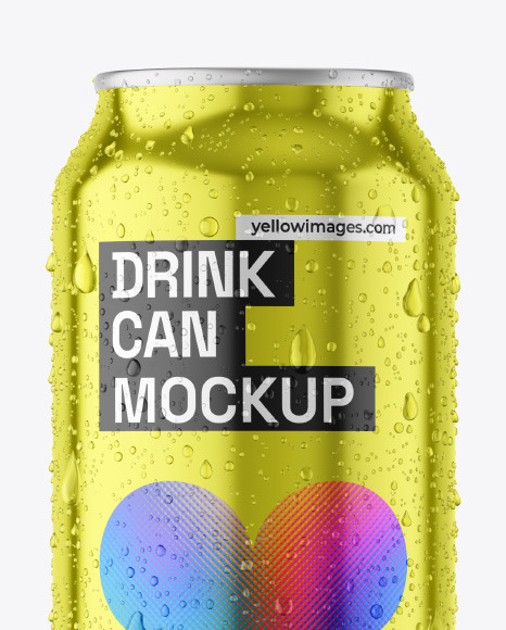 500ml Metallic Drink Can w/ Condensation Mockup