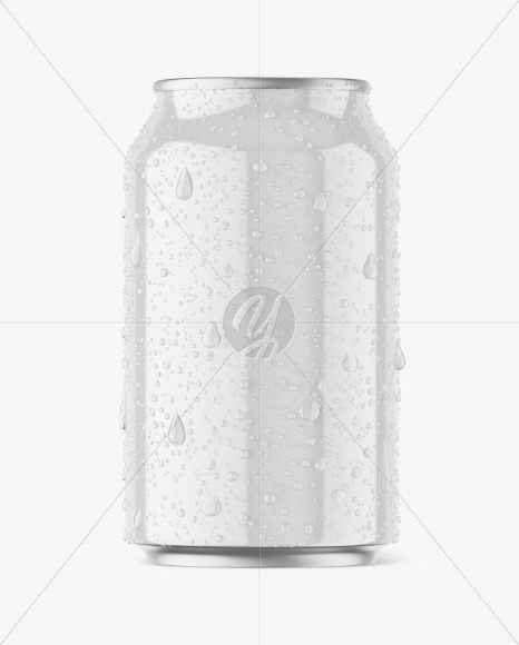 330ml Glossy Drink Can w/ Condensation Mockup