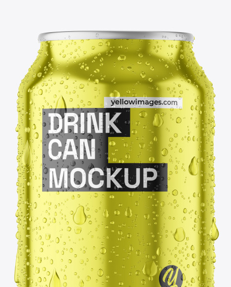 330ml Metallic Drink Can w/ Condensation Mockup