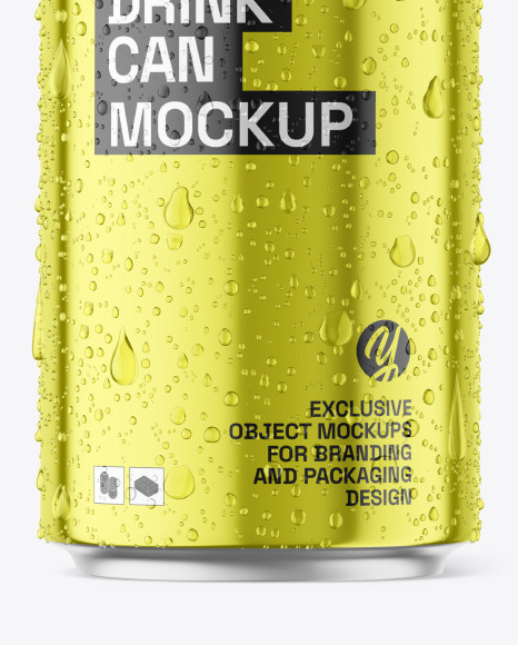 330ml Metallic Drink Can w/ Condensation Mockup