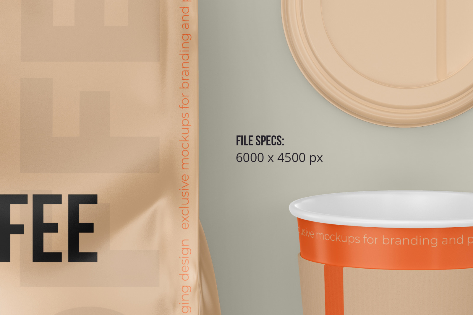 Coffee Bag with Open Cup, top view mockup - 3 PSD