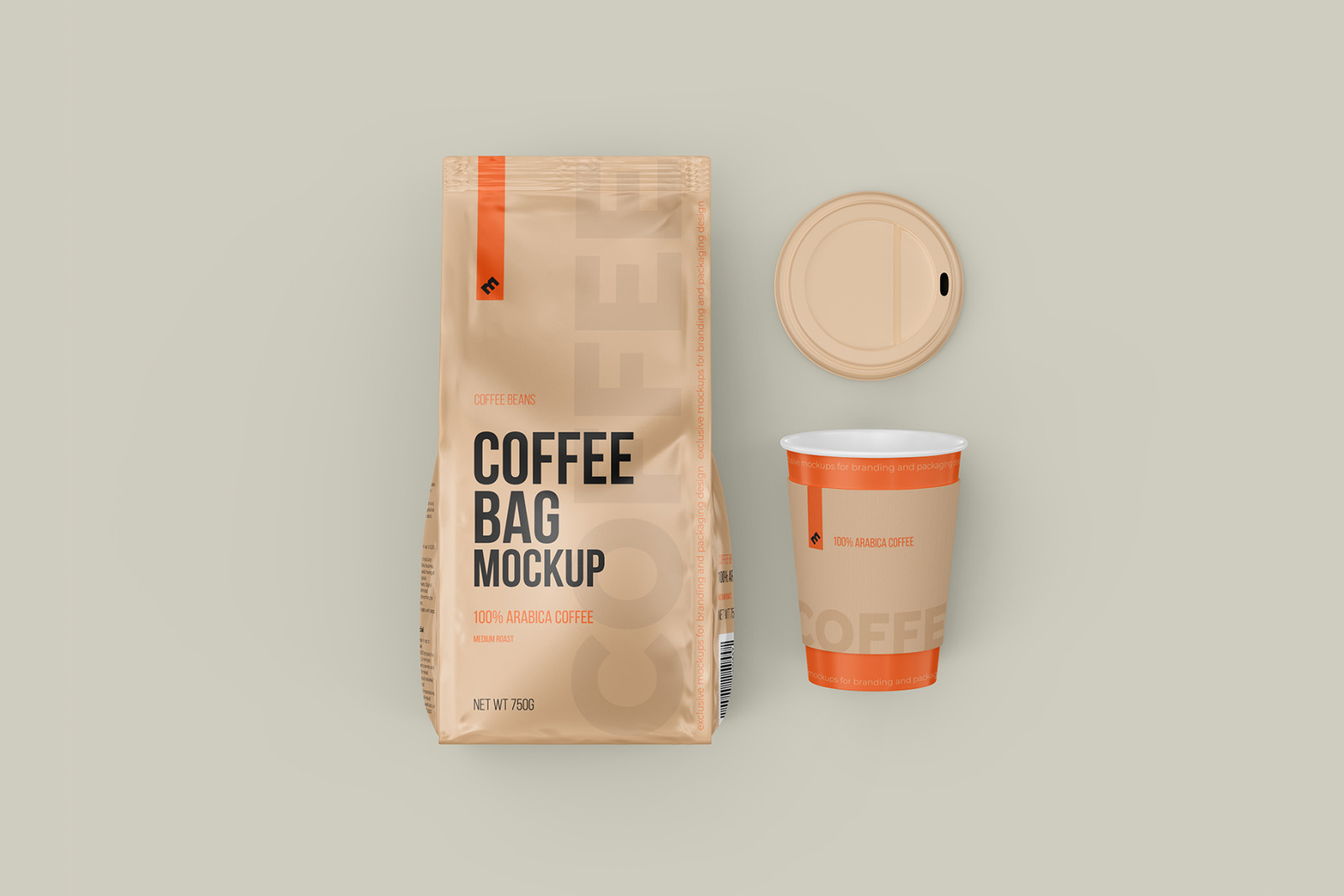 Coffee Bag with Open Cup, top view mockup - 3 PSD on Yellow Images ...