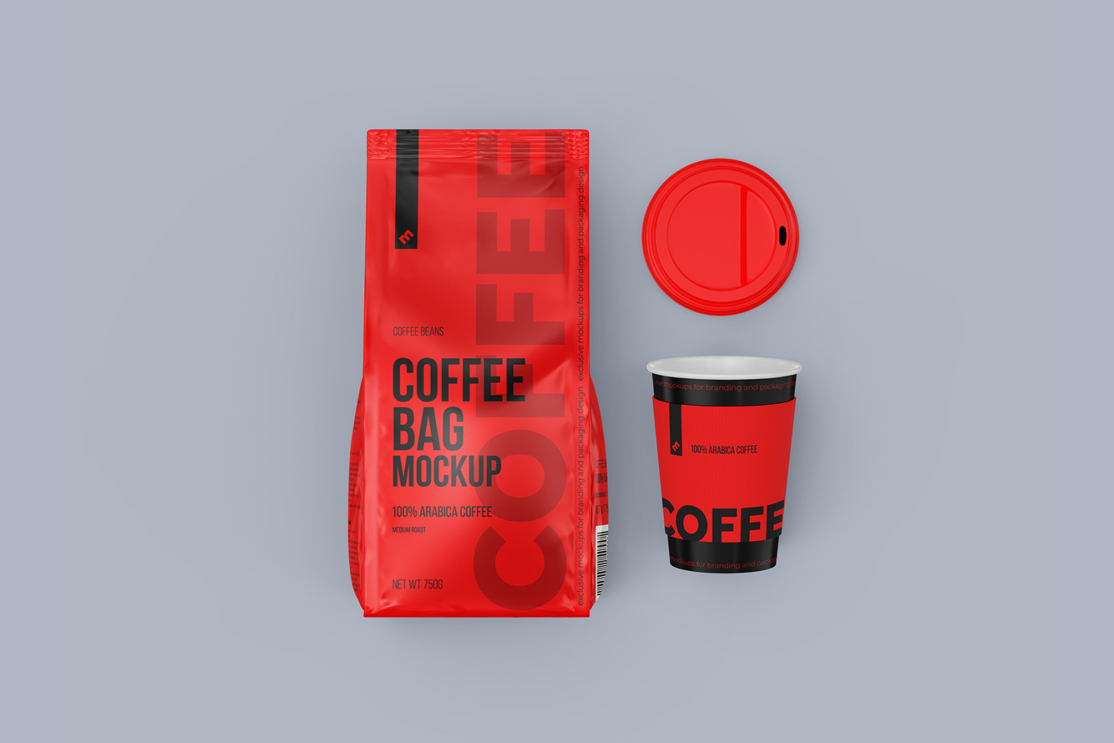 Coffee Bag with Open Cup, top view mockup - 3 PSD on Yellow Images ...