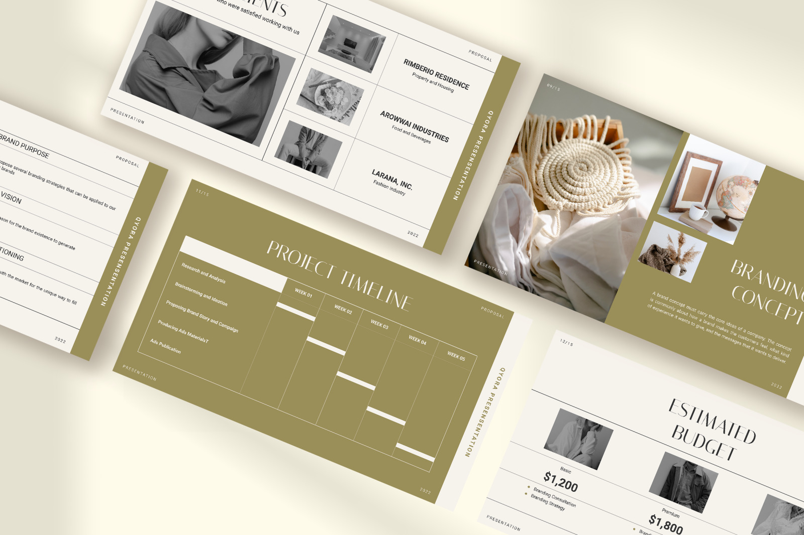 Qyora – Seashell Minimalist Elegant Brand Proposal InDesign Presentation Template