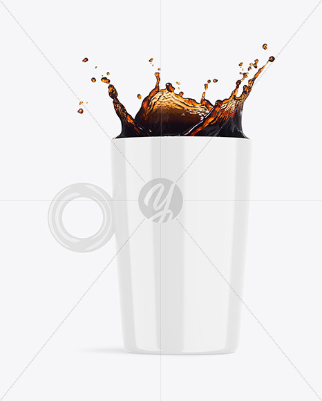 Glossy Mug w/ Coffee Splash Mockup