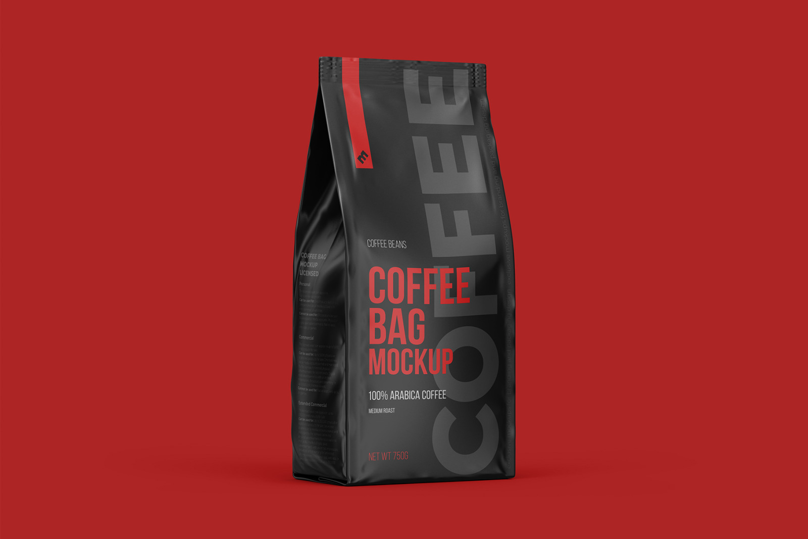 Coffee Bag, Pouch Half Side (3/4) view mockup