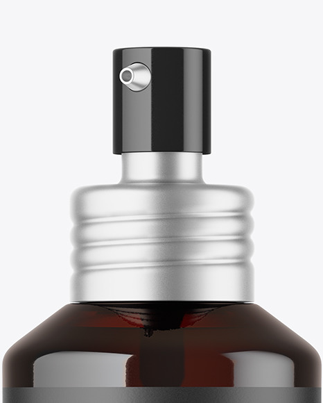 120ml Dark Amber Glass Cosmetic Bottle w\ Pump Mockup 120ml Dark Amber Glass Cosmetic Bottle w\ Pump Mockup