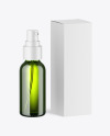 Green Glass Pump Bottle w\ Box Mockup