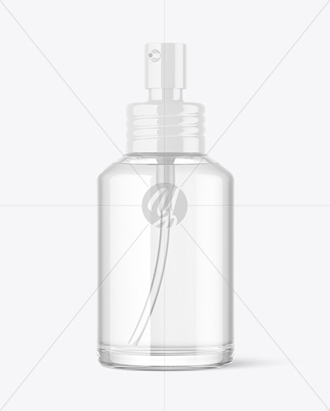 120ml Clear Glass Cosmetic Bottle w/ Pump Mockup 120ml Clear Glass Cosmetic Bottle w/ Pump Mockup