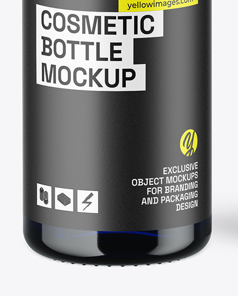 Blue Glass Pump Bottle w/ Box Mockup