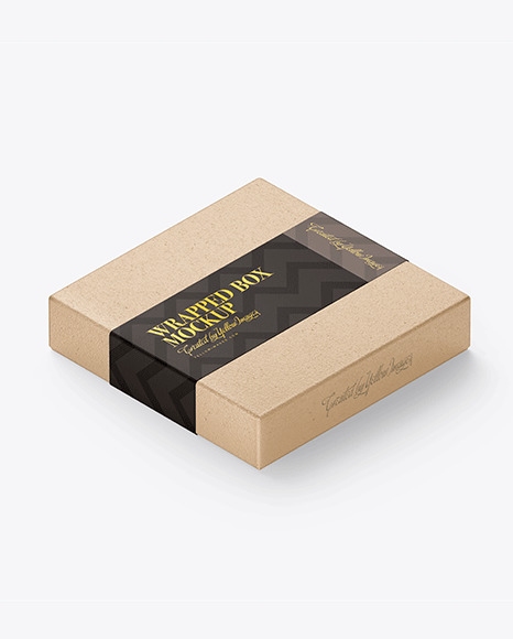 Kraft Wrapped Box Mockup - Isometric