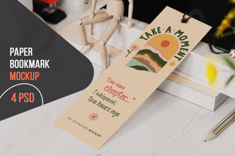 Paper Bookmark Mockup - In card mockup