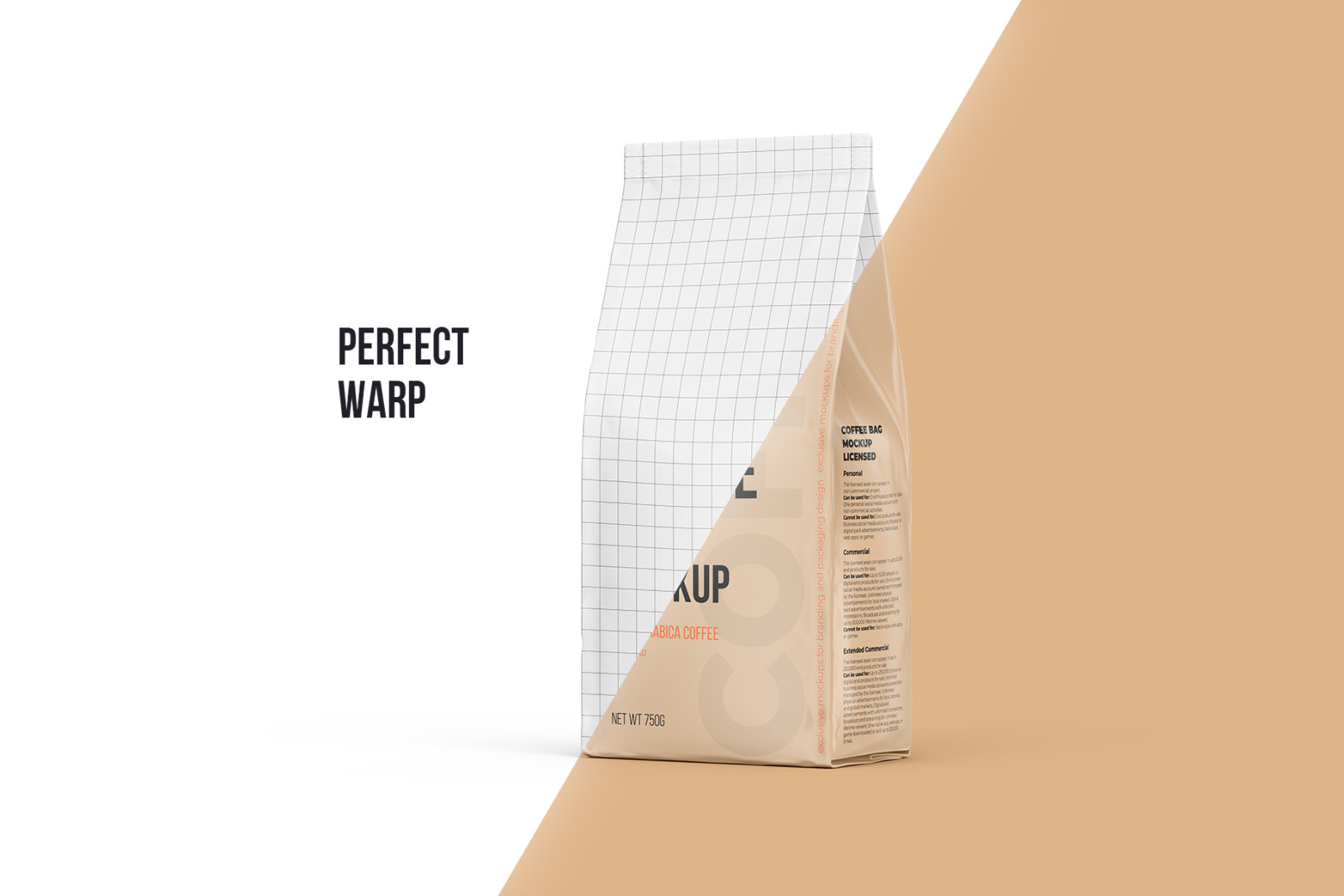 Coffee Bag, Pouch Half Side (3/4) view mockup Coffee Bag, Pouch Half Side (3/4) view mockup